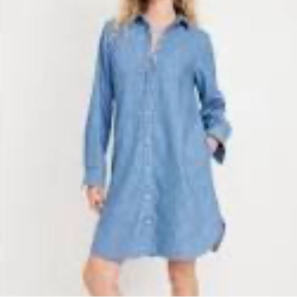 NWT OLD NAVY Mini Shirt Dress COLOR MEDIUM WASH - Picture 1 of 8